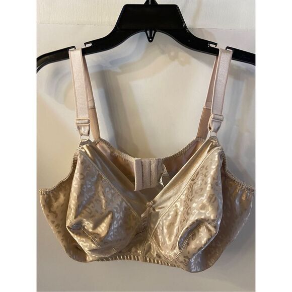 JMS Just My Size beige animal print bra no wire DD 46/105 3 hooks - Picture 1 of 5